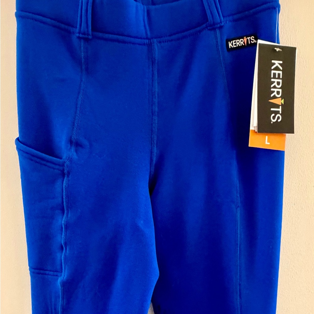 Kerrits Kids Power Stretch Knee Patch Pocket Tights L Royal Blue NWT Winter